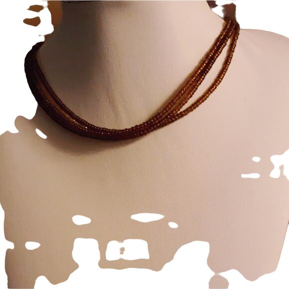 Hand Crafted Triple Strand Beaded Charm Necklace - Picture 6 of 6